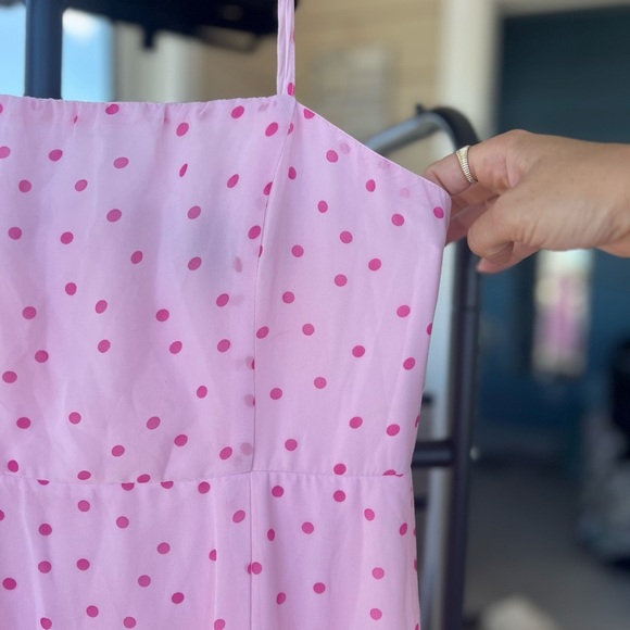 Pink Polka Dot Strapless Dress - Picture 6 of 8